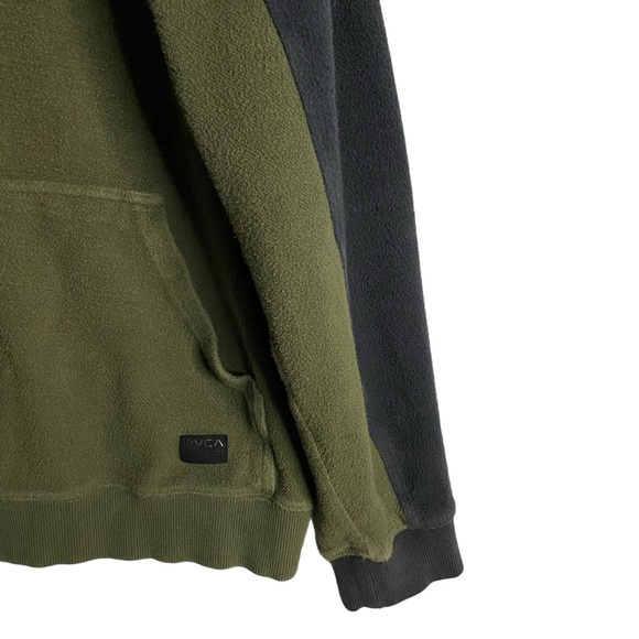 RVCA Men's Green Color Blocking Fleece Sweatshirt Hoodie - Picture 4 of 9